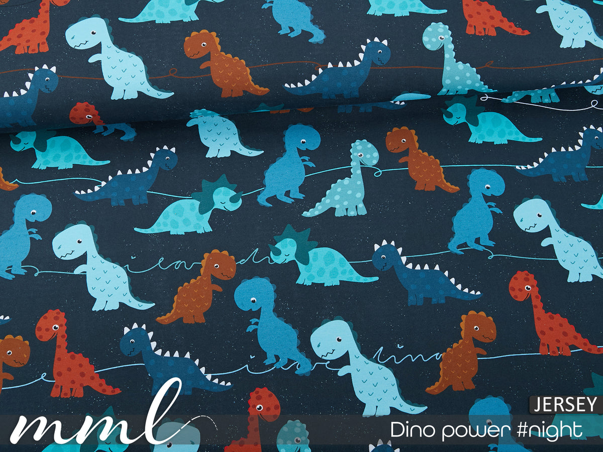 Jersey-Stoff "Dino power #night" (0,25m)