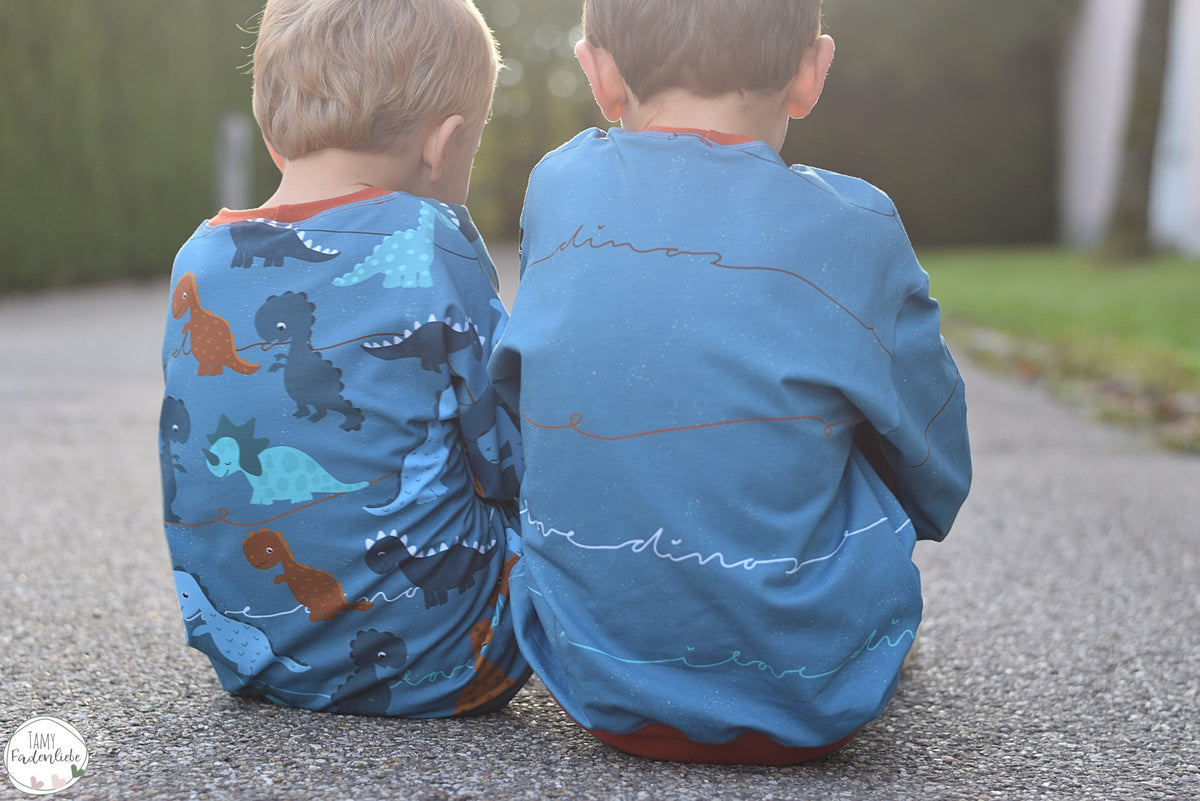 Jersey-Stoff "Dino power #smoky" (0,25m)
