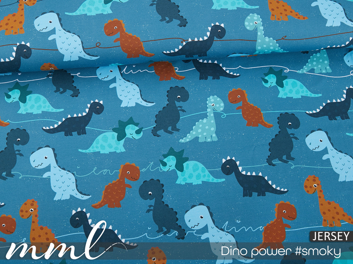 Jersey-Stoff "Dino power #smoky" (0,25m)