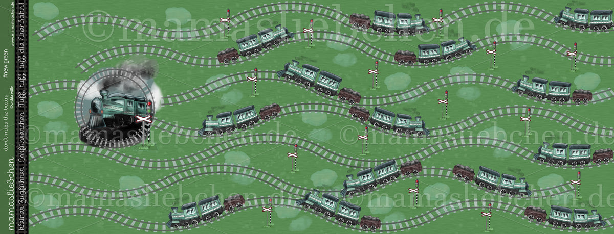 Jersey-Stoff "don`t miss the train #new green" (1Panel/ ca.0,65m)