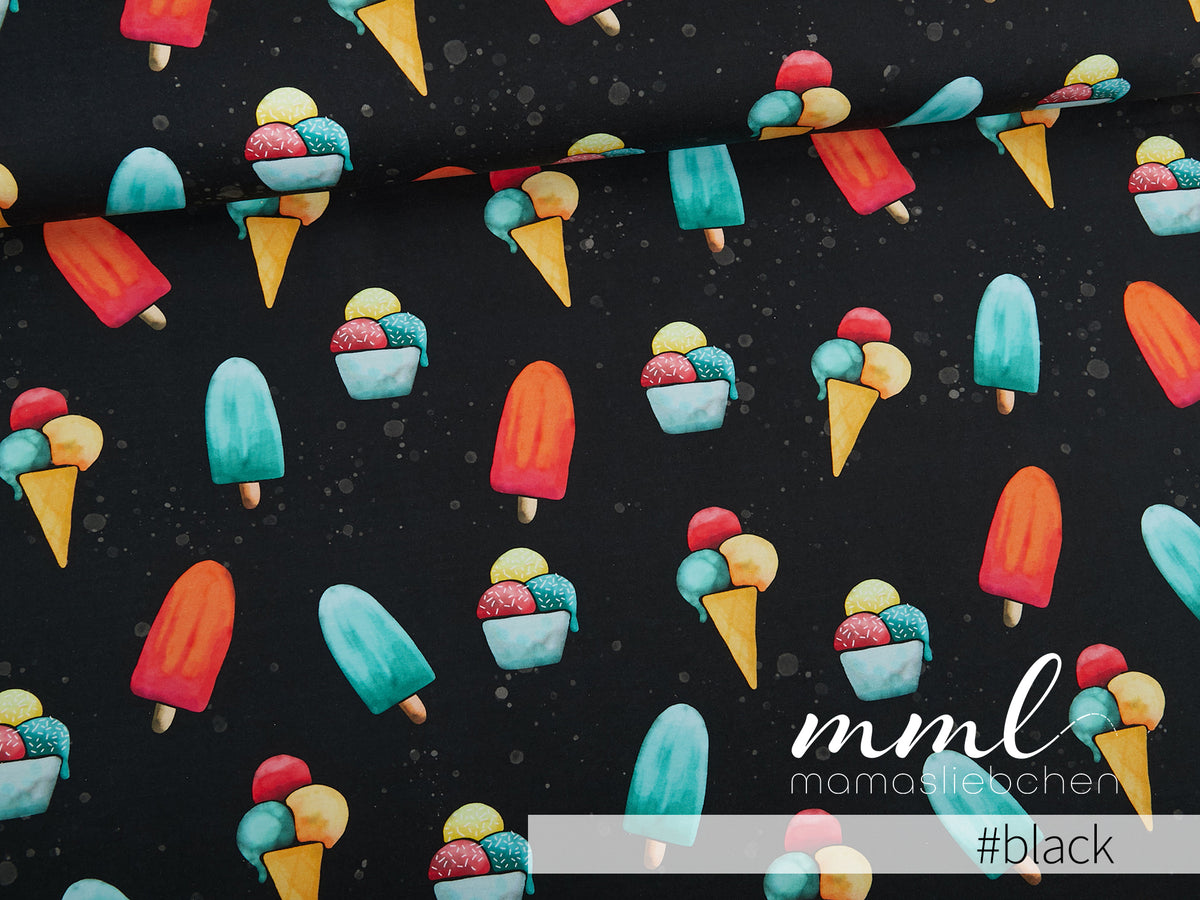 Jersey-Stoff "Eis Party #black" (0,25m)