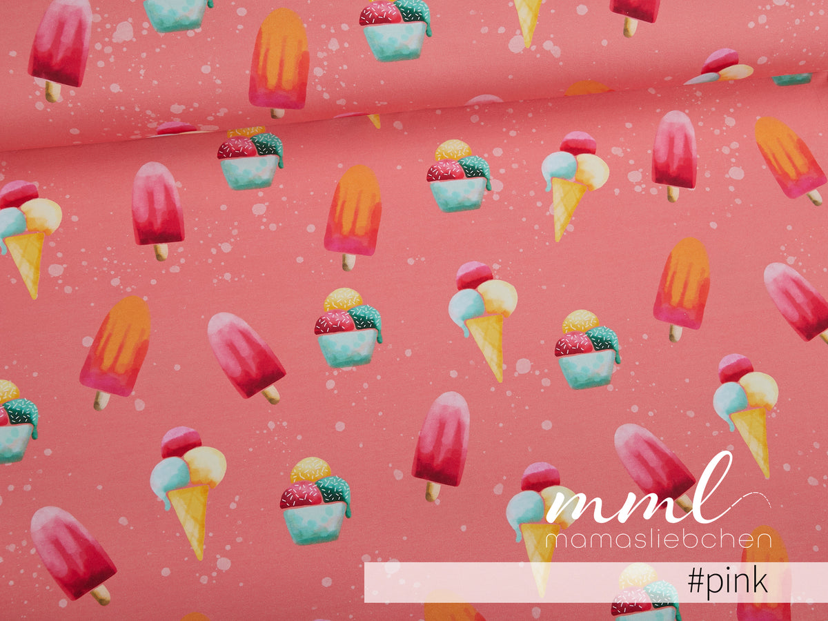 Jersey-Stoff "Eis Party #pink" (0,25m)