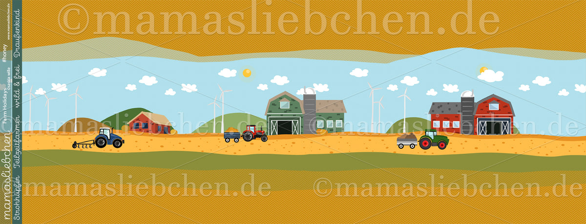 Jersey-Stoff Bauernhof Traktor "Farm Holidays #honey" (1Panel/ ca.0,65 m)