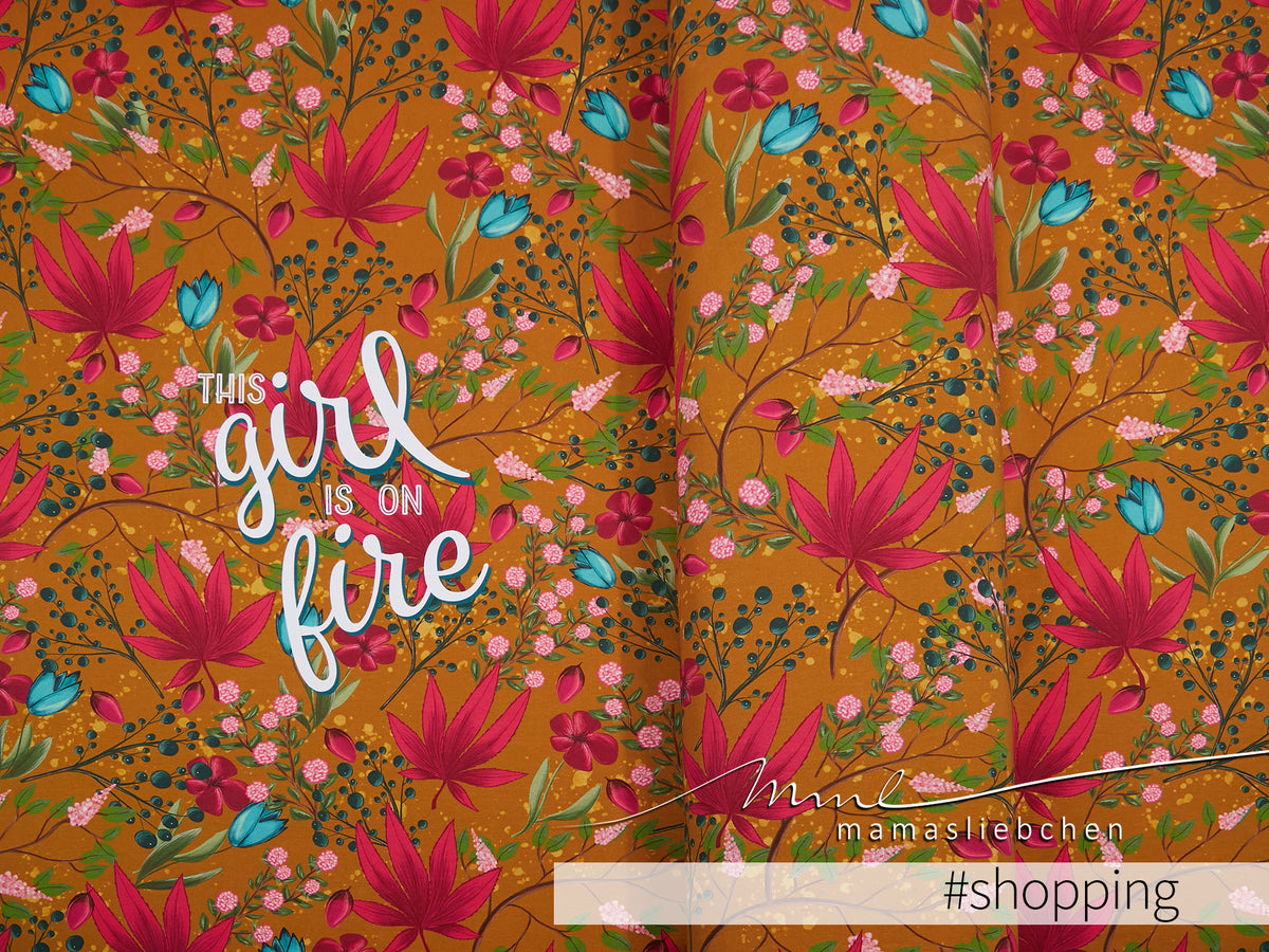 Jersey-Stoff "Fire Maple Girl #shopping" (1Panel/ ca.0,80m)