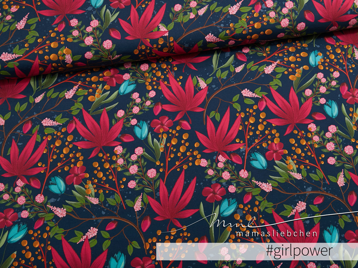 Jersey-Stoff "fire maple #girlpower" (0,25m)
