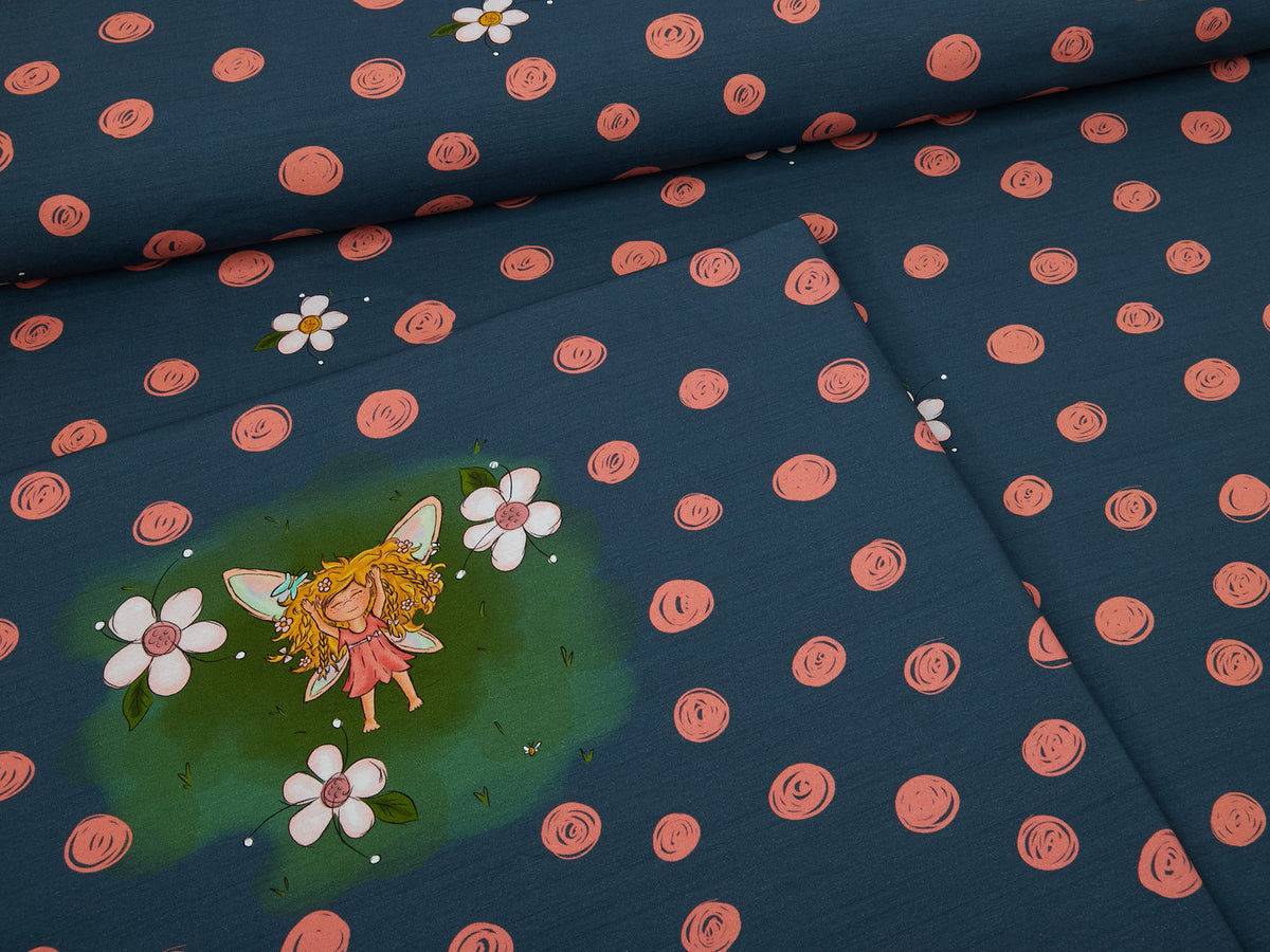 Jersey-Stoff "flower power #jeans-rose" (0,5m)