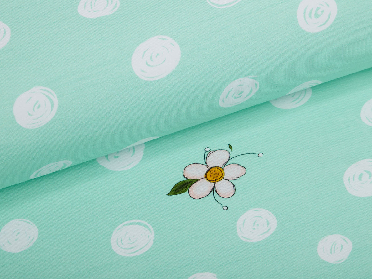 Jersey-Stoff "flower power #mint" (0,5m)