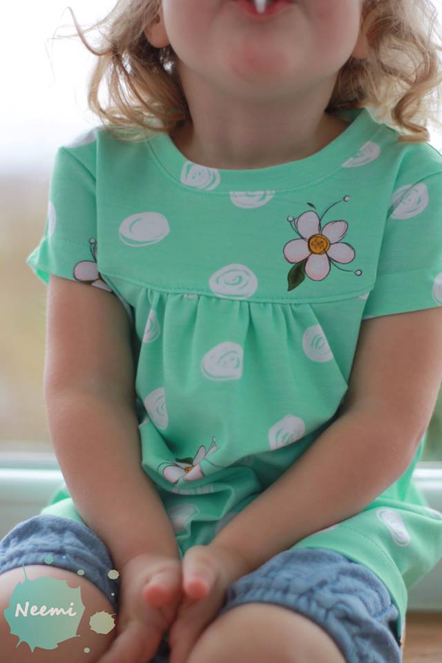 Jersey-Stoff "flower power #mint" (0,5m)