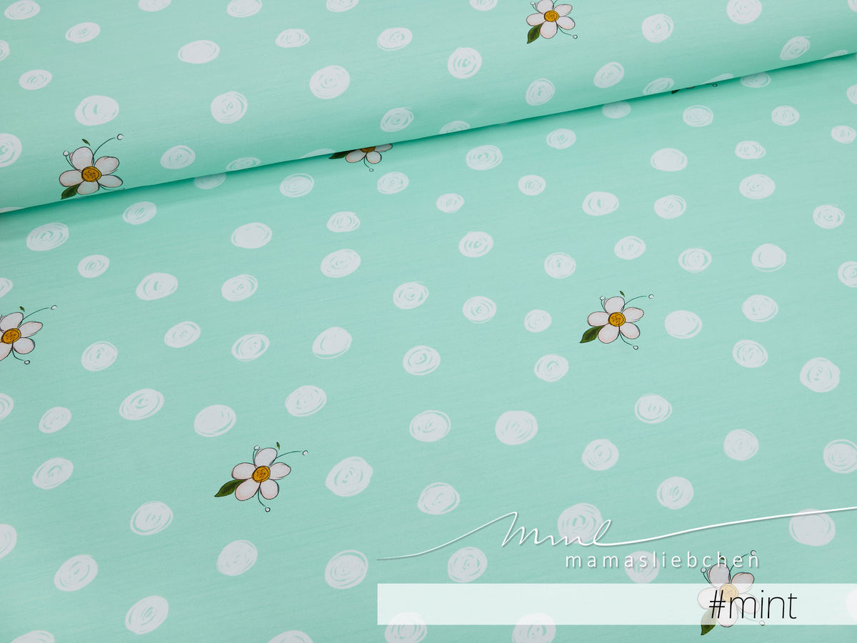 Jersey-Stoff "flower power #mint" (0,5m)