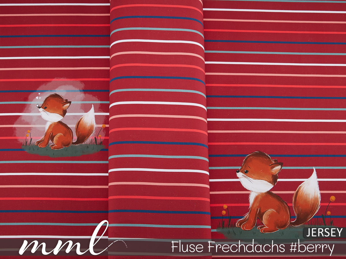 Jersey-Stoff "Fluse Frechdachs #berry" (1Panel/ ca.0,75m)