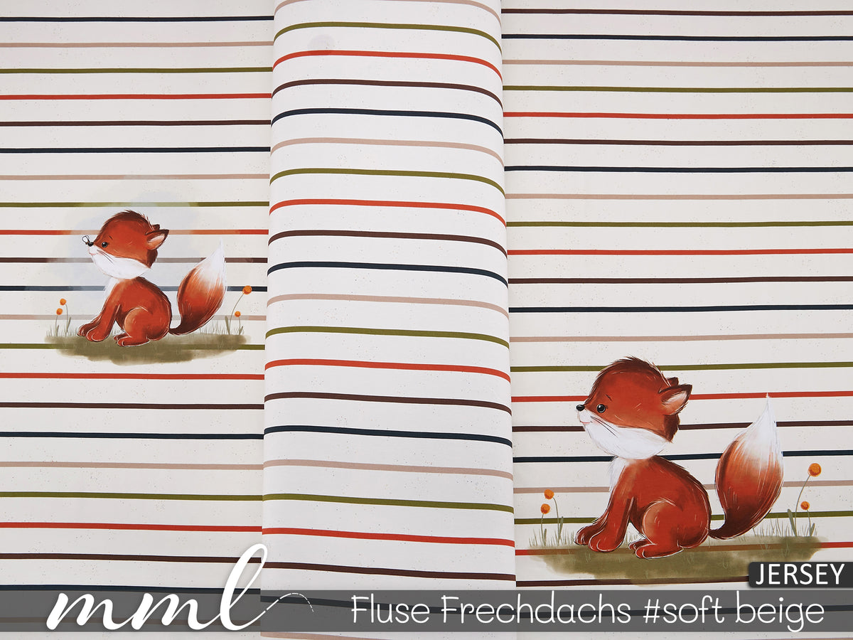 Jersey-Stoff "Fluse Frechdachs #soft beige" (1Panel/ ca.0,75m)