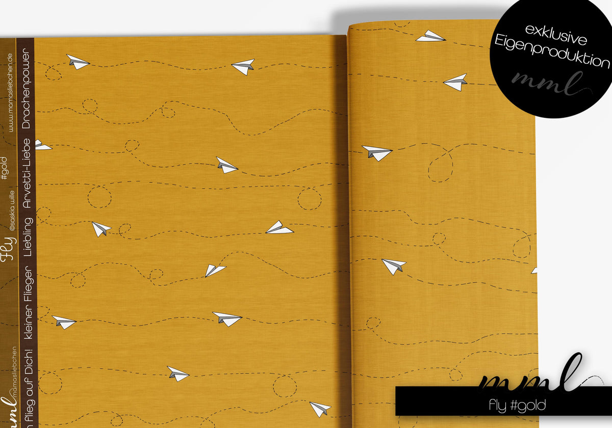 Jersey-Stoff "Fly #gold" (0,25m)