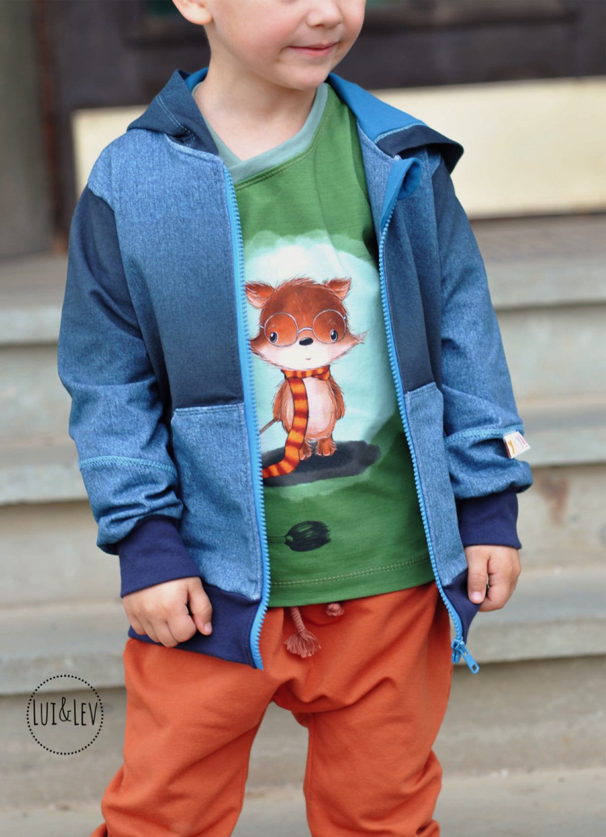 Jersey-Stoff "Foxy Schlotter #olive" (1 Panel, ca 0,70m)