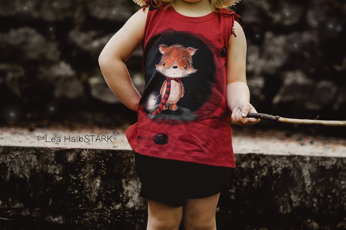 Jersey-Stoff "Foxy Schlotter #red" (1 Panel, ca 0,70m)