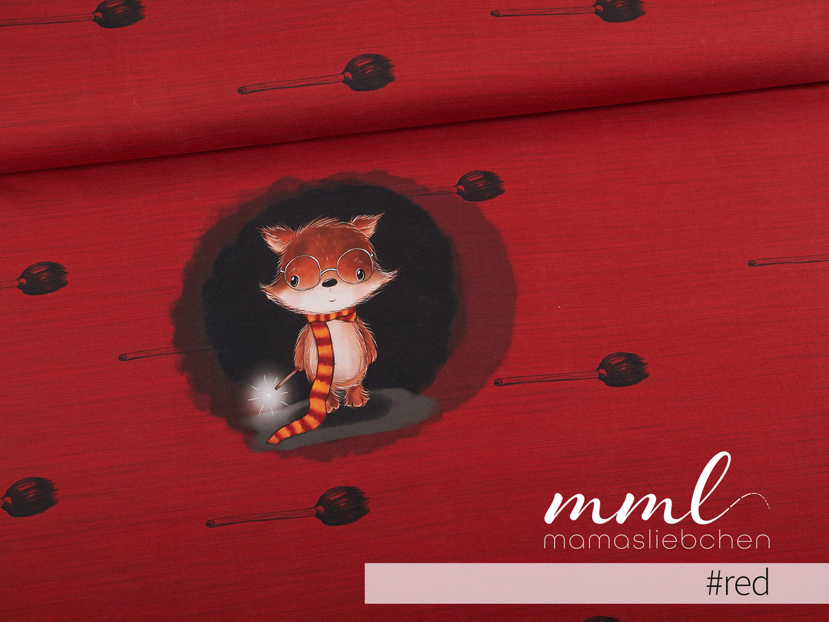 Jersey-Stoff "Foxy Schlotter #red" (1 Panel, ca 0,70m)
