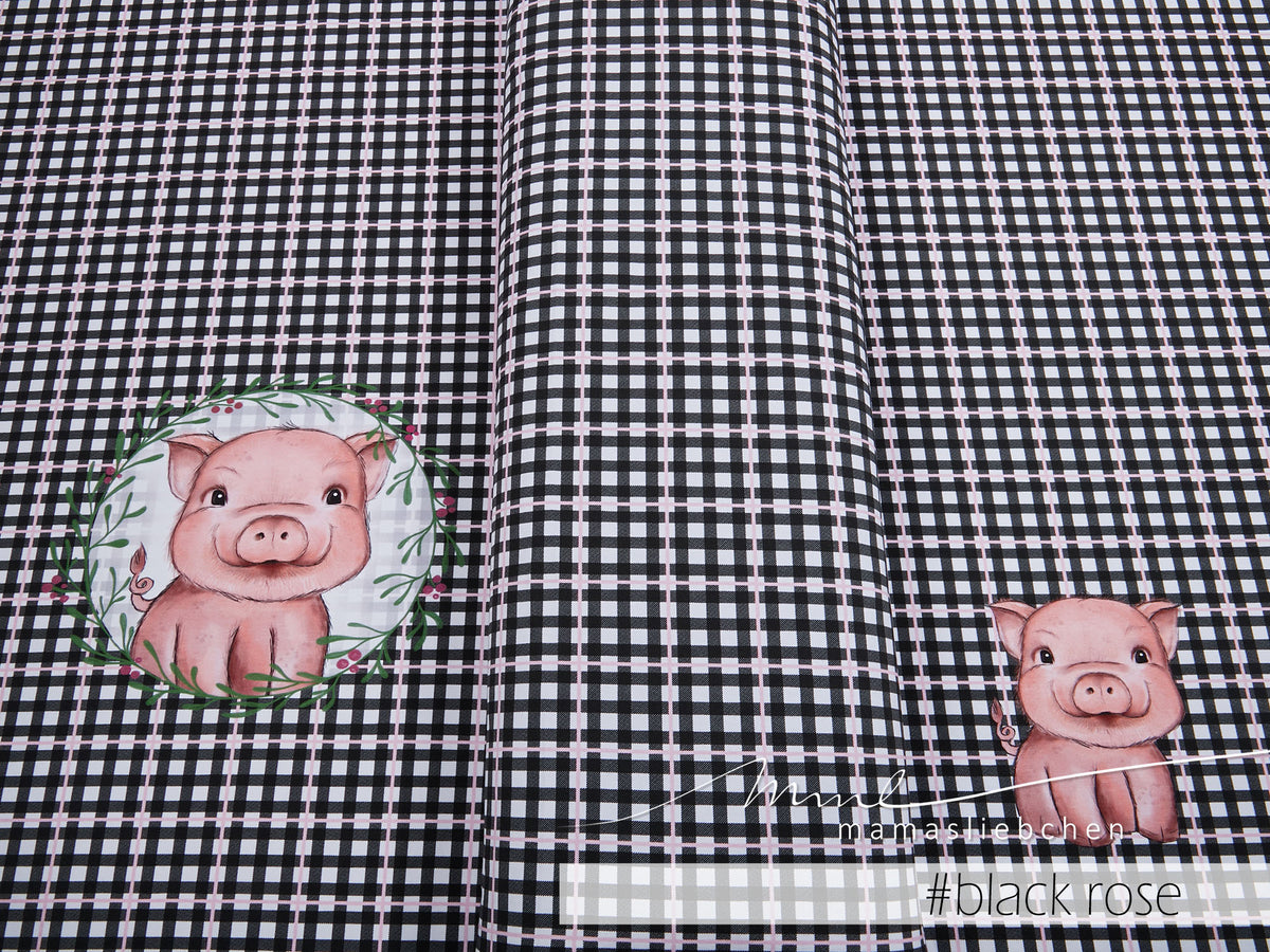 Jersey-Stoff "freddi #black-rose" (1 Panel, ca. 0,65m)