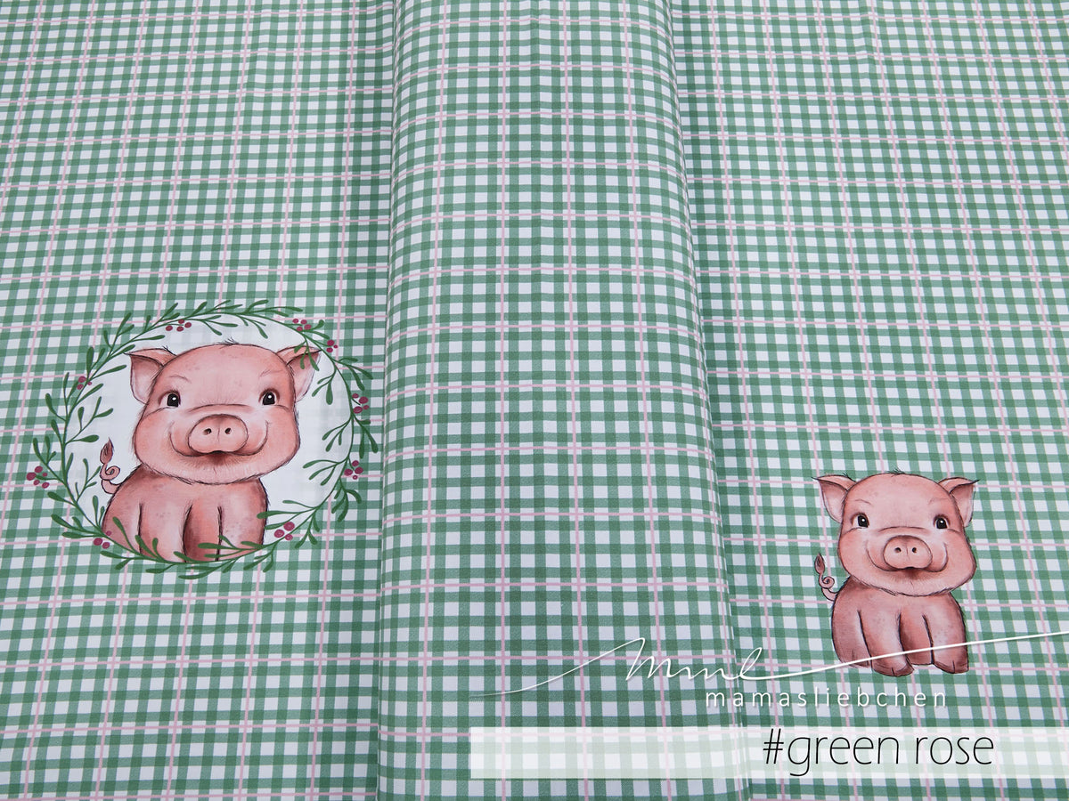 Jersey-Stoff "freddi #green-rose" (1 Panel, ca. 0,65m)