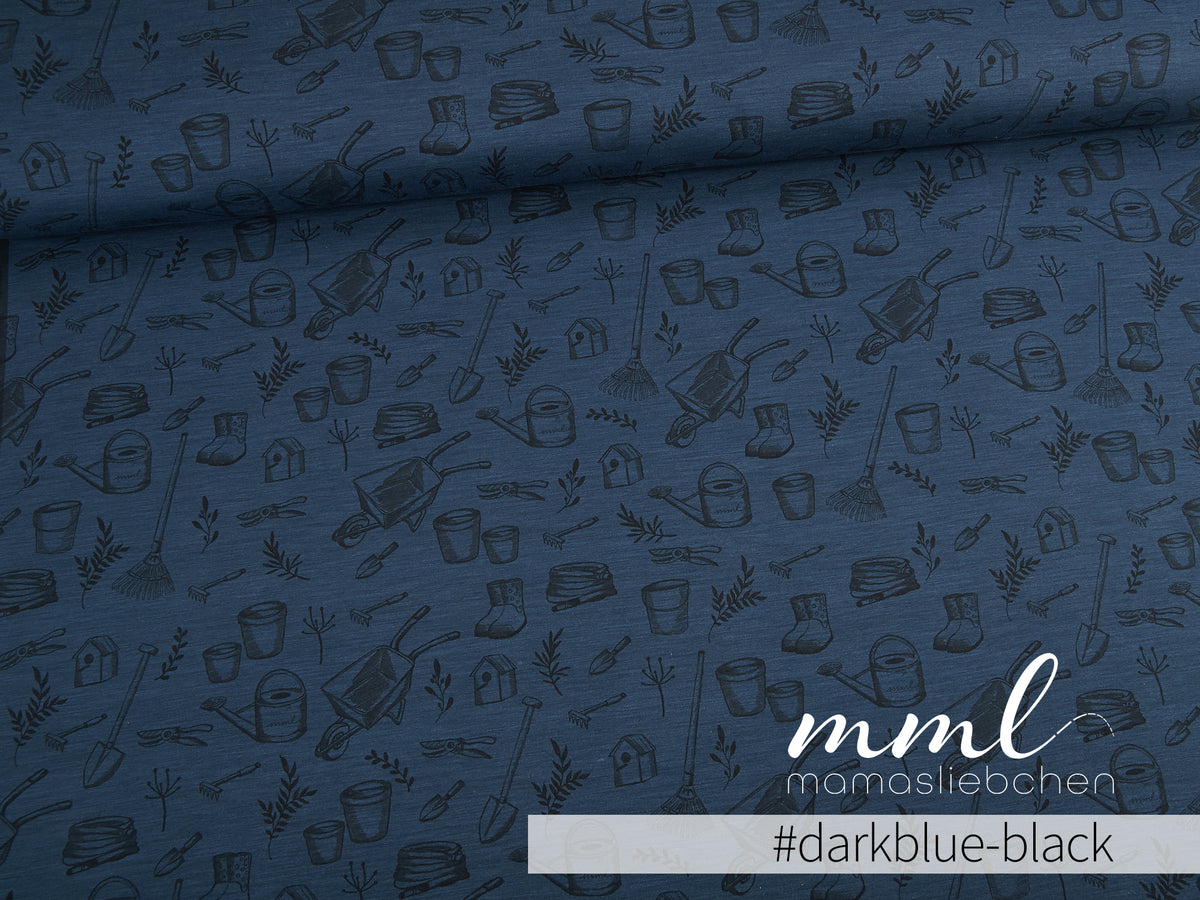 Jersey-Stoff "Gartenliebe #darkblue-black" (0,25m)