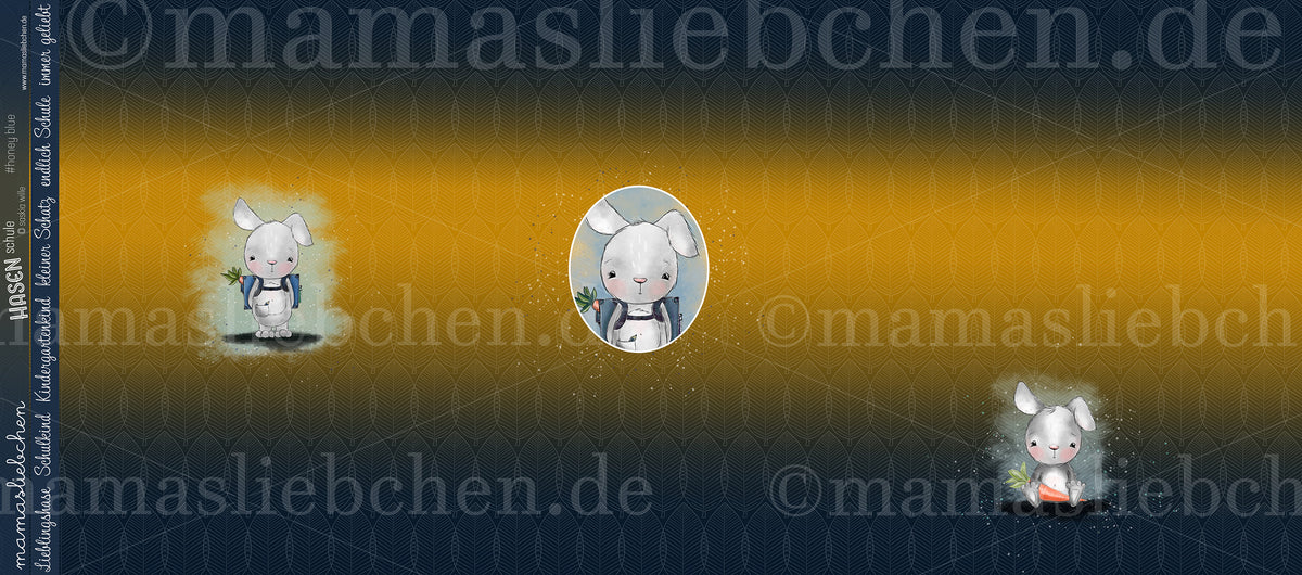 Jersey-Stoff "Hasenschule #honey blue" (1Panel/ ca.0,80m)