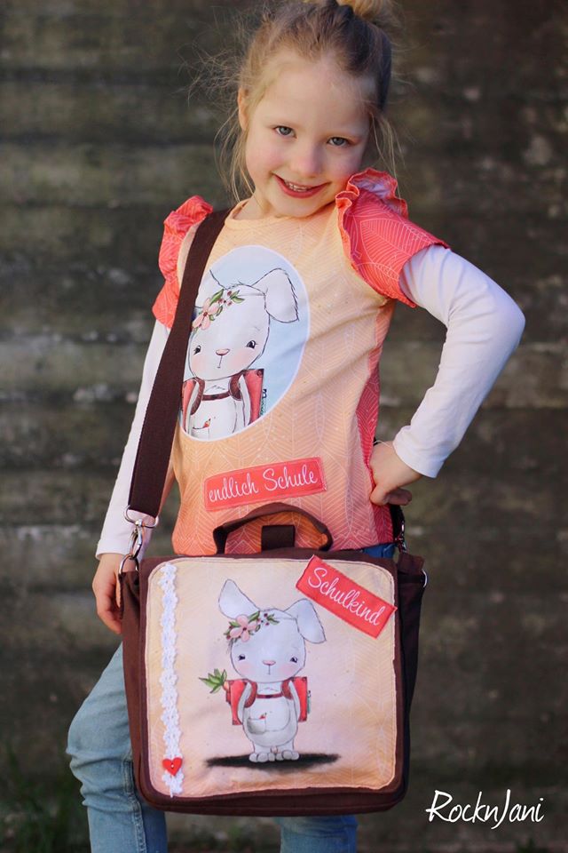 Jersey-Stoff "Hasenschule #icetea" (1Panel/ ca.0,80m)