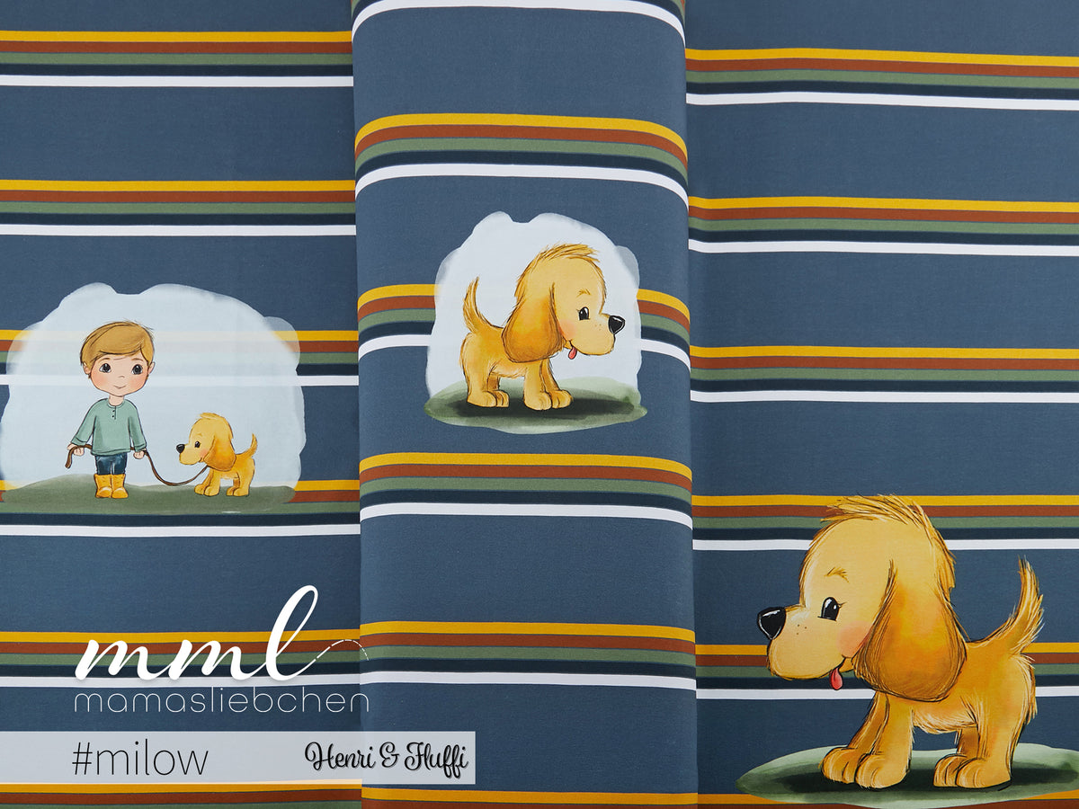 Jersey-Stoff "Henri & Fluffi #milow" (1Panel/ ca.0,65 m)