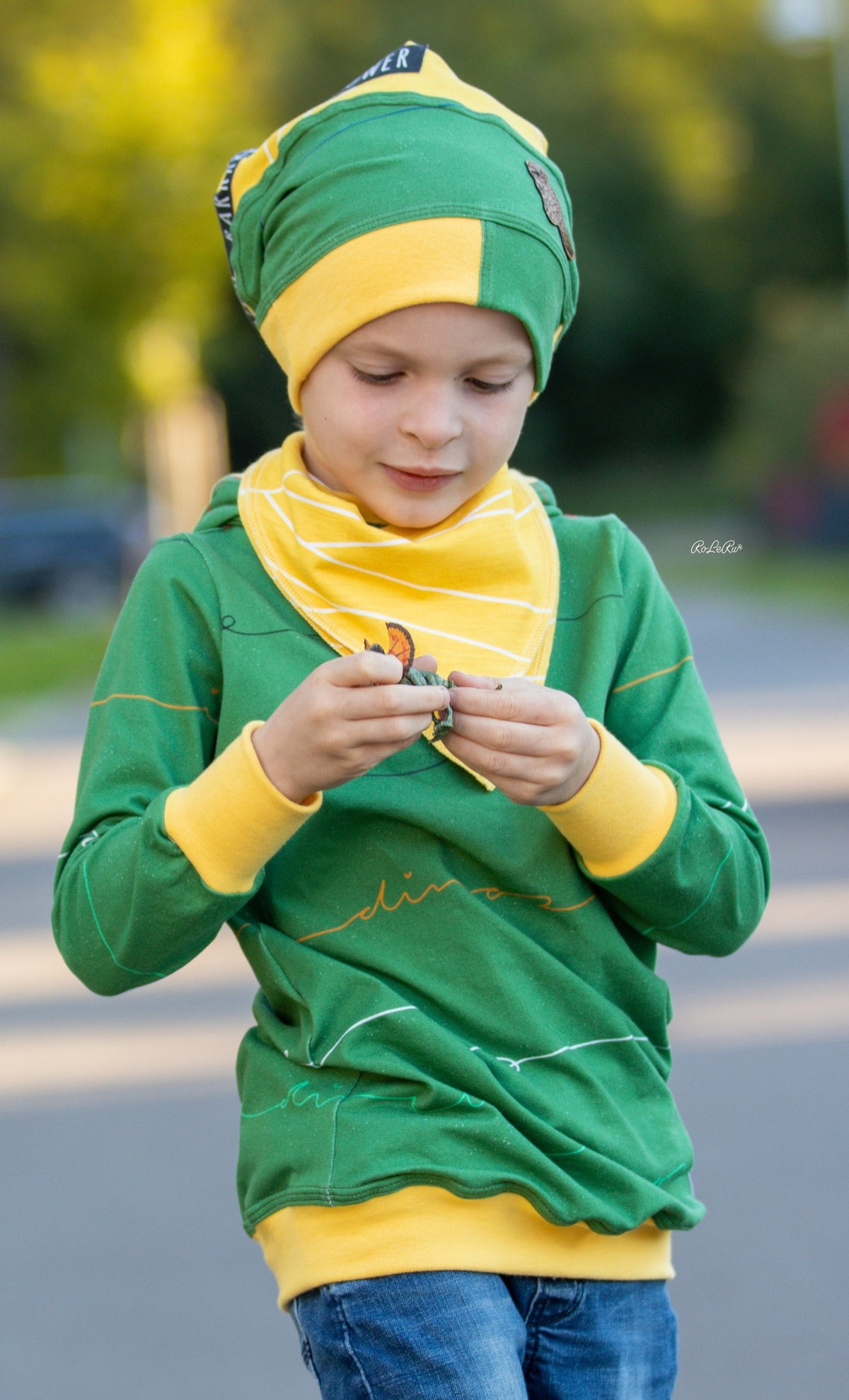 Jersey-Stoff "I love Dinos #green" (0,25m)