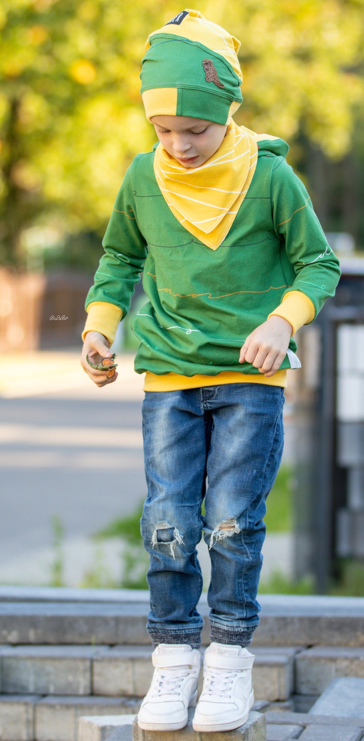 Jersey-Stoff "I love Dinos #green" (0,25m)
