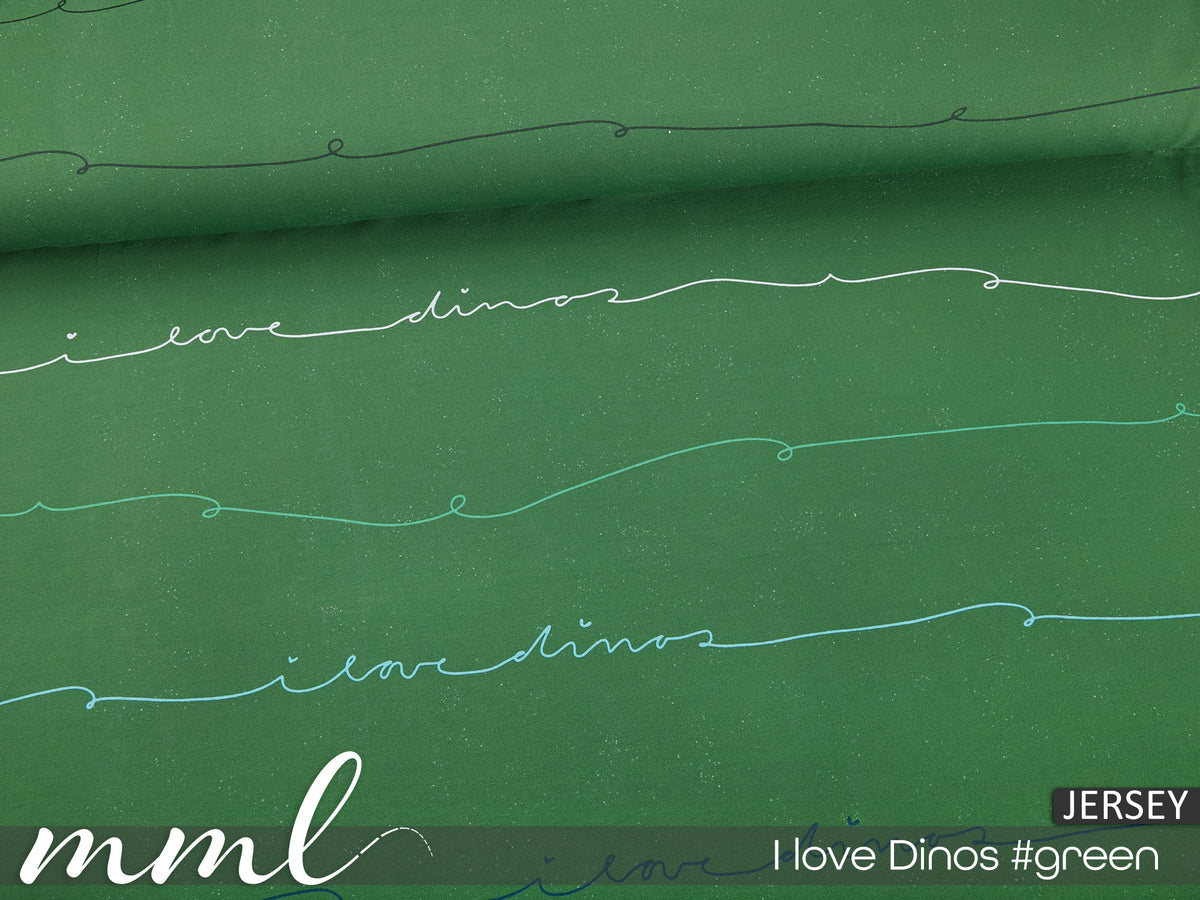 Jersey-Stoff "I love Dinos #green" (0,25m)