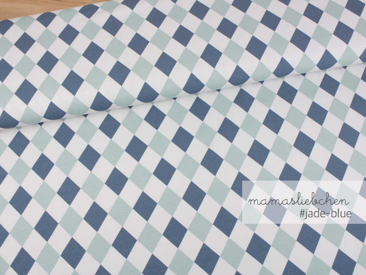 Jersey-Stoff "ilovediamonds #jade-blue"(0,5 Meter)