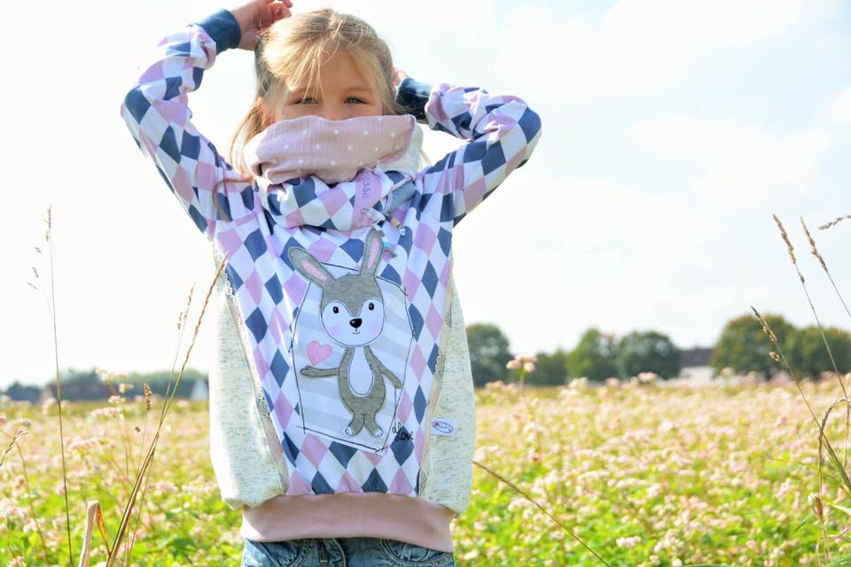 Jersey-Stoff "ilovediamonds #rose-blue"(0,25 Meter)