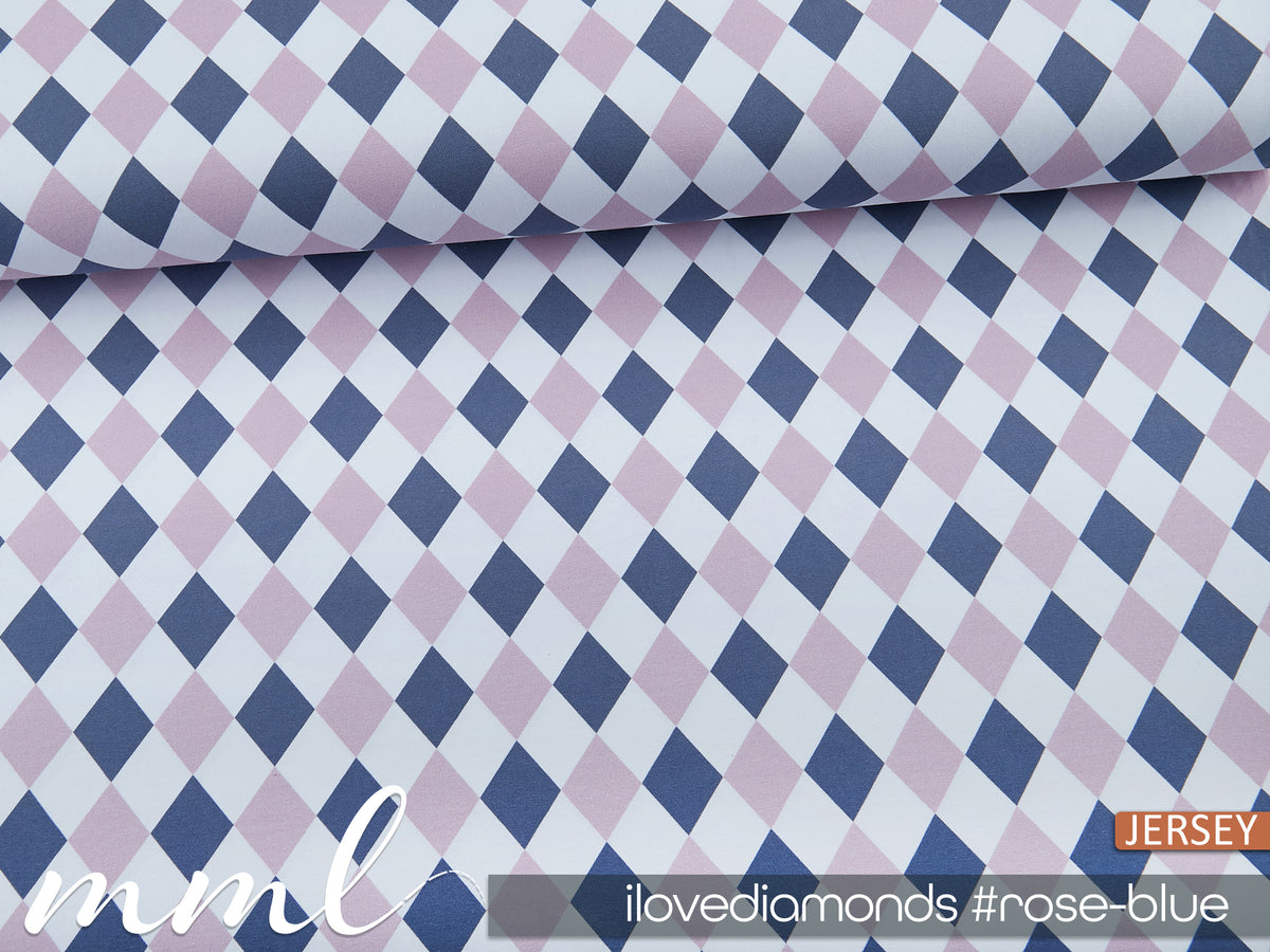 Jersey-Stoff "ilovediamonds #rose-blue"(0,25 Meter)
