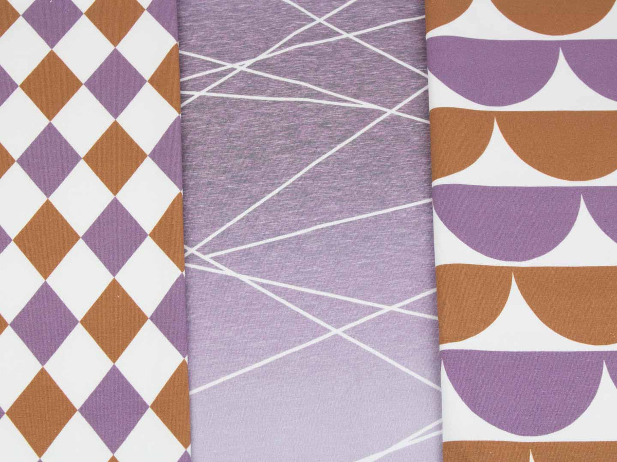 Jersey-Stoff "iloveruffles #cinnamom-lilac"(0,25 Meter)