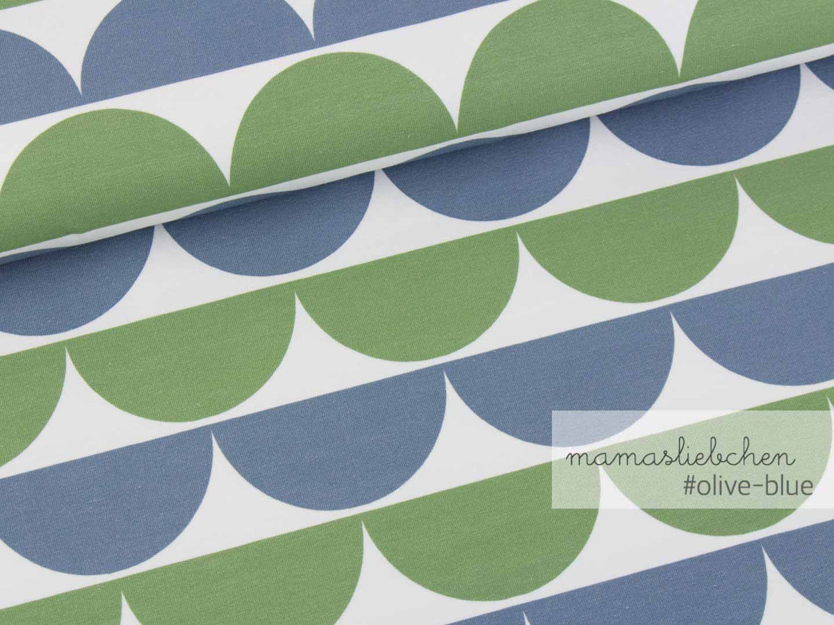 Jersey-Stoff "iloveruffles #olive-blue" (0,25 Meter)