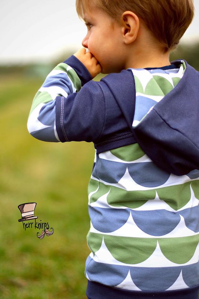 Jersey-Stoff "iloveruffles #olive-blue" (0,25 Meter)