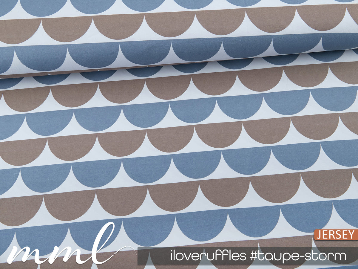 Jersey-Stoff "iloveruffles #taupe-storm"(0,25 Meter)