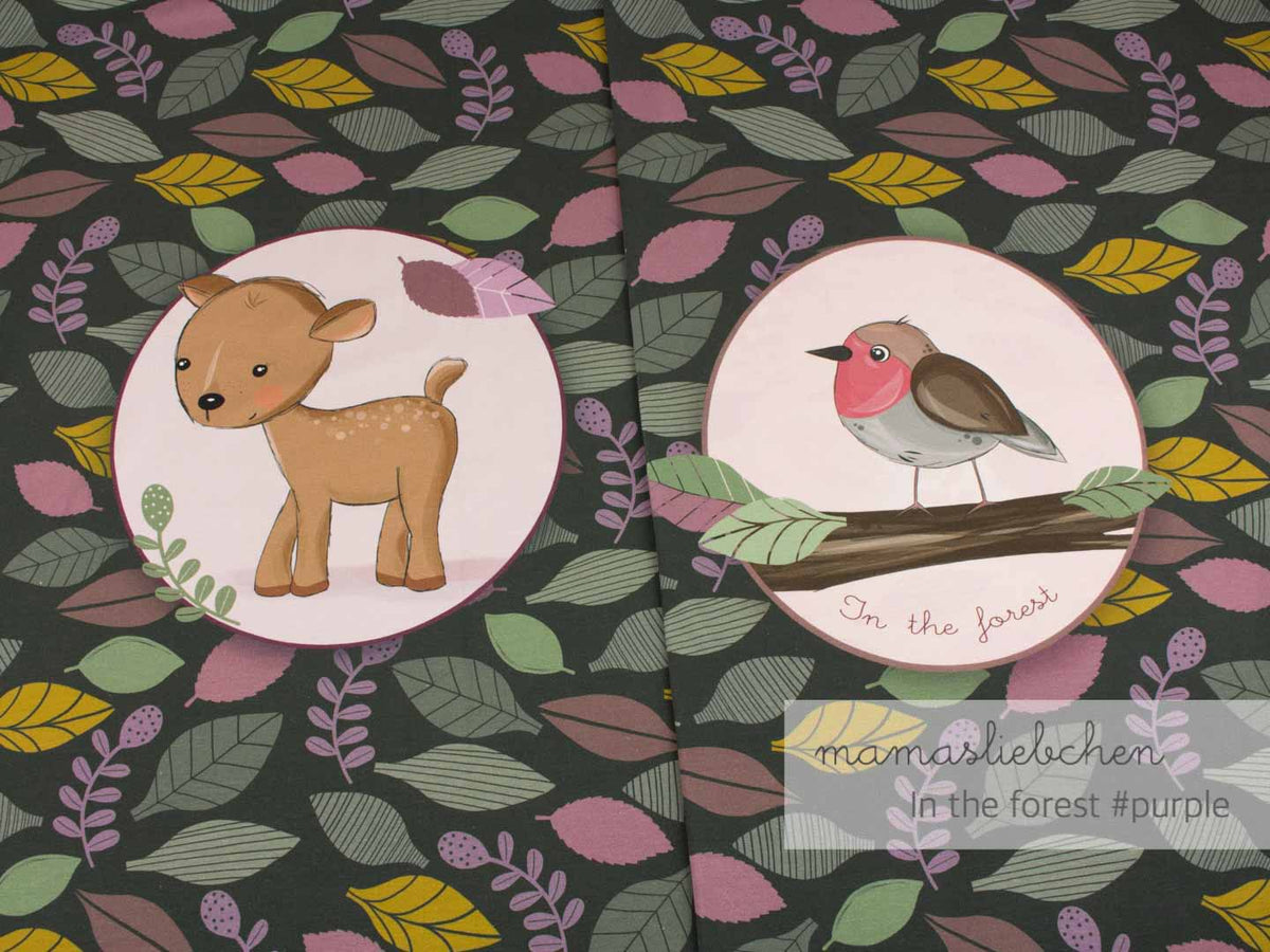 Jersey-Stoff "in the forest #purple" (1 Panel, ca.0,65m)