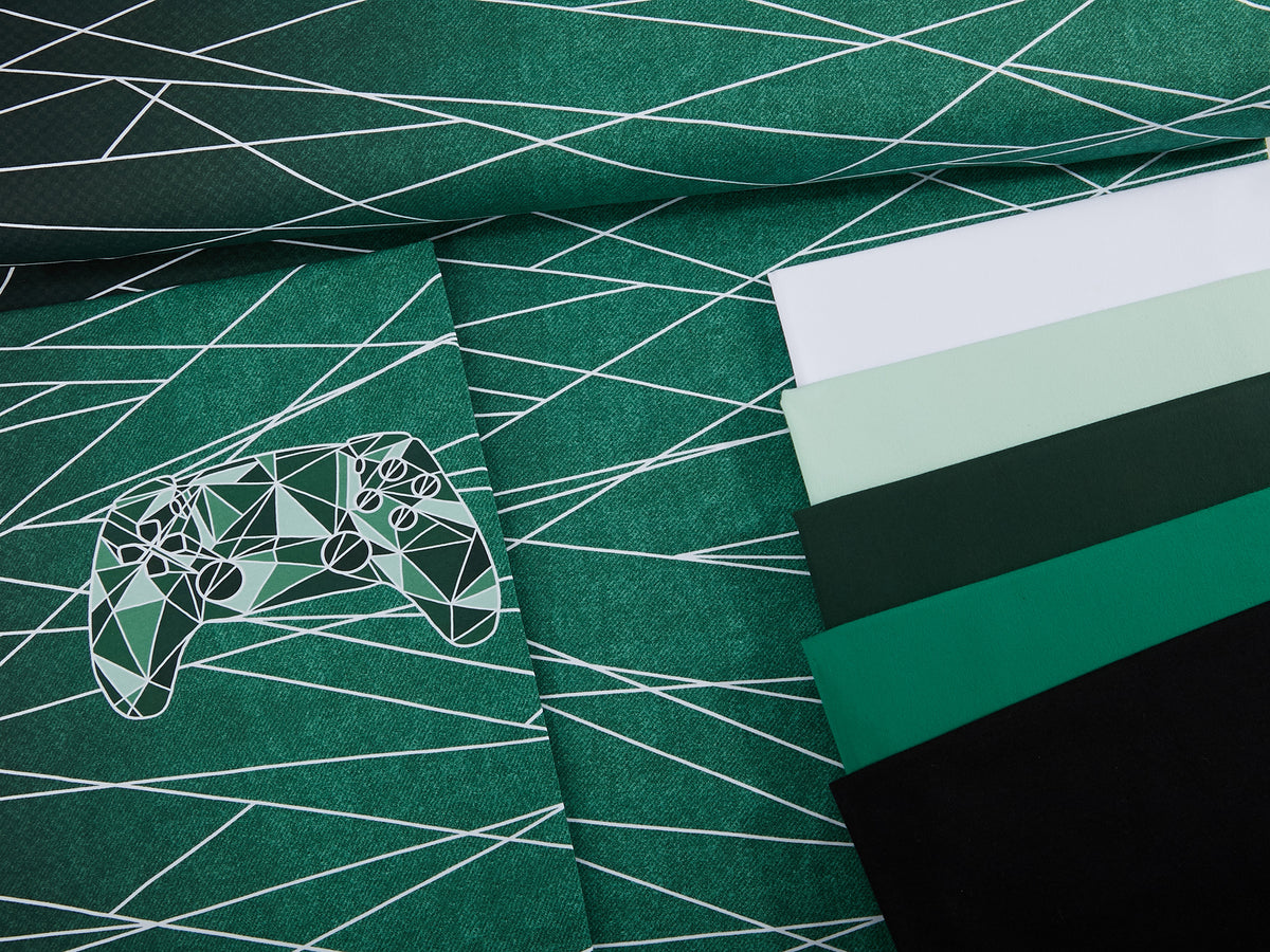 Jersey-Stoff "Jeans pixel shapelines #green" (0,25m)