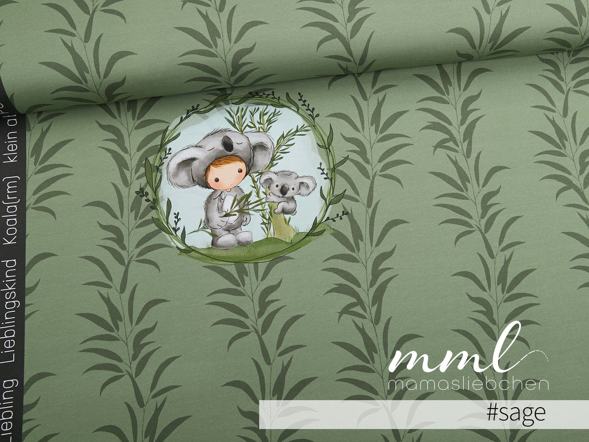 Jersey-Stoff "Kalle Koala #sage" (1Panel/ ca.0,75m)