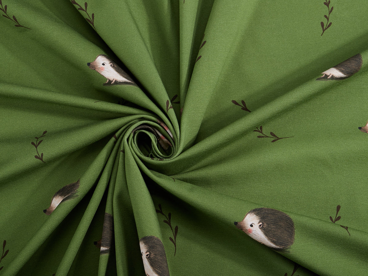 Jersey-Stoff "kleiner Schatz #olive" (0,25m)