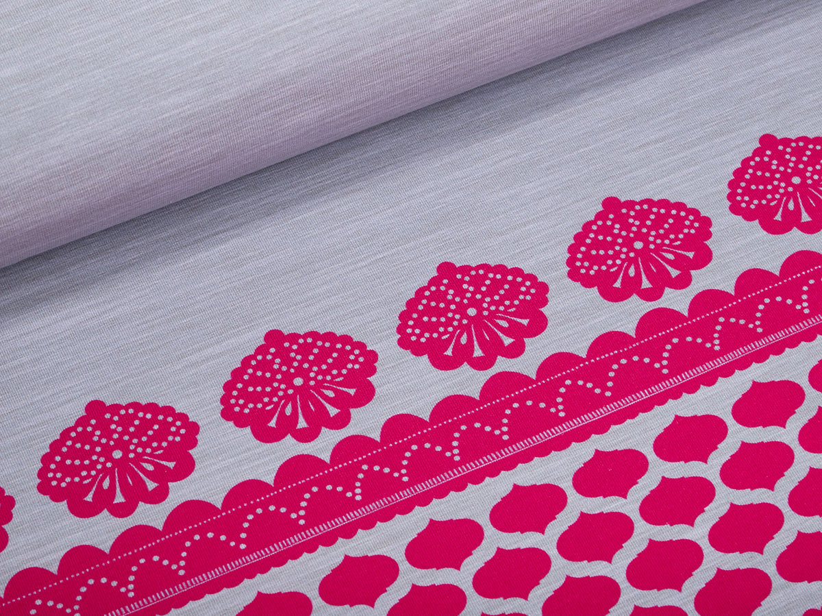 Jersey-Stoff "lacing #gray-pink" (1 Panel, ca. 0,8m)