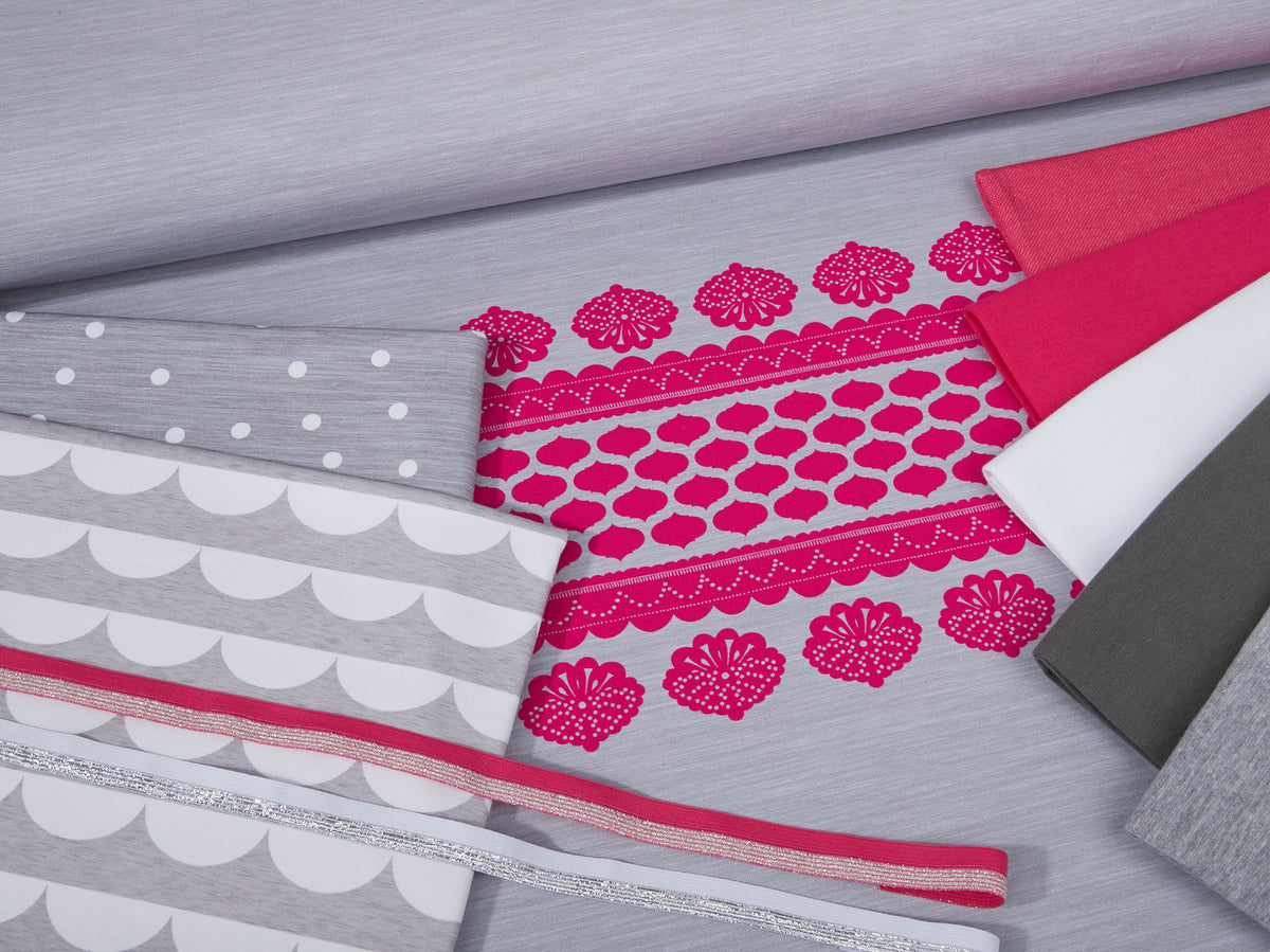 Jersey-Stoff "lacing #gray-pink" (1 Panel, ca. 0,8m)