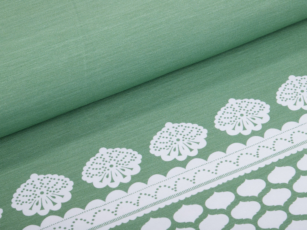 Jersey-Stoff "lacing #green-white" (1 Panel, ca. 0,8m)