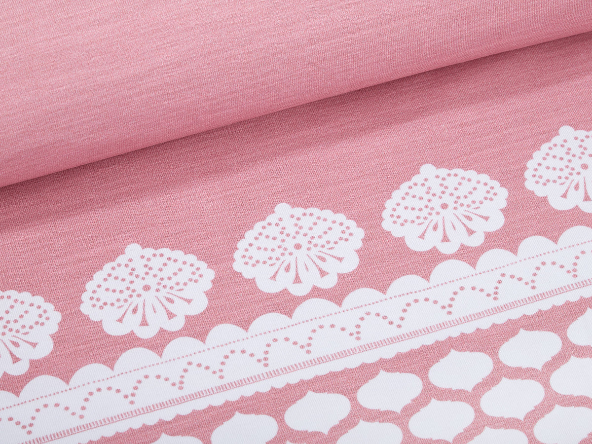 Jersey-Stoff "lacing #rose-white" (1 Panel, ca. 0,8m)