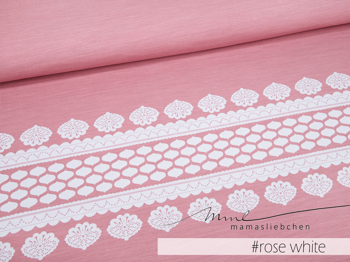Jersey-Stoff "lacing #rose-white" (1 Panel, ca. 0,8m)