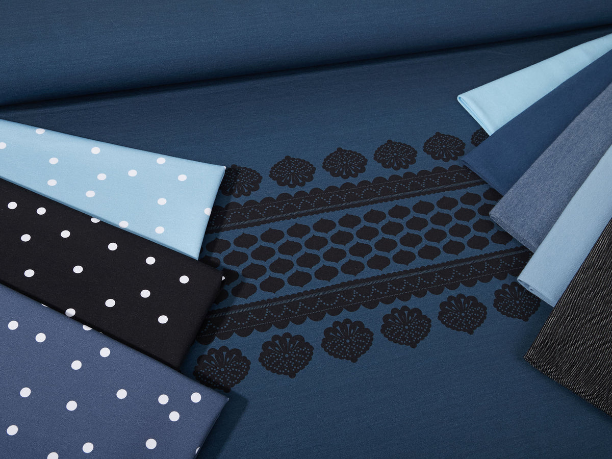 Jersey-Stoff "lacing #teal-black" (1 Panel, ca. 0,8m)