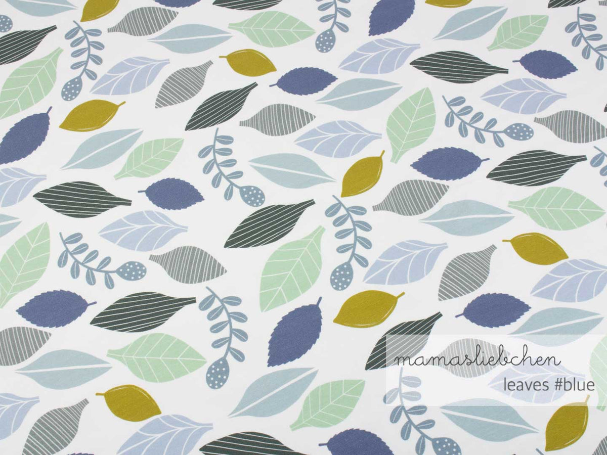 Jersey-Stoff "leaves #blue (0,25 Meter)