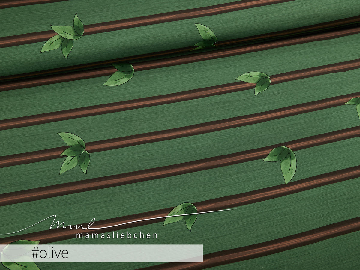 Jersey-Stoff "Leaves #olive" (0,5m)