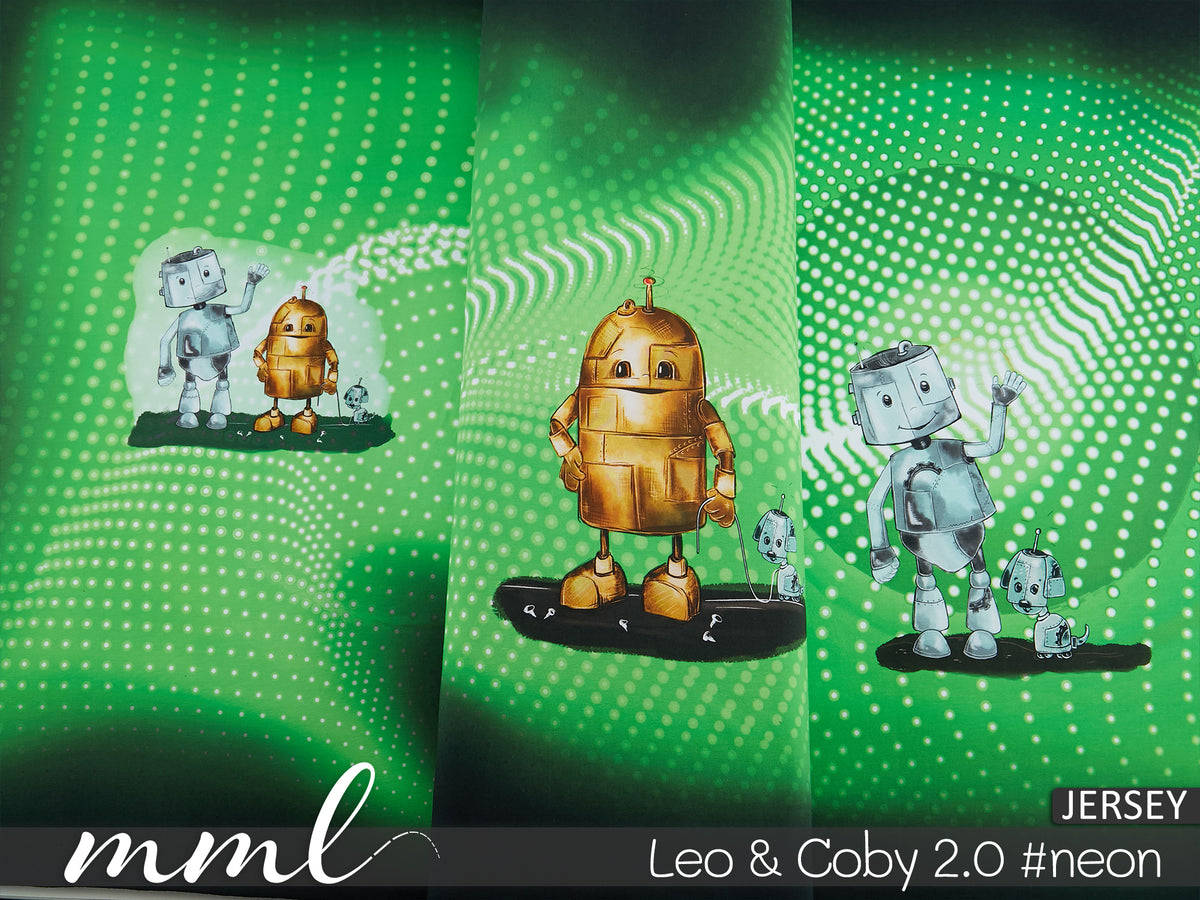 Jersey-Stoff "Leo & Coby 2.0 #neon" (1Panel/ ca.0,70m)