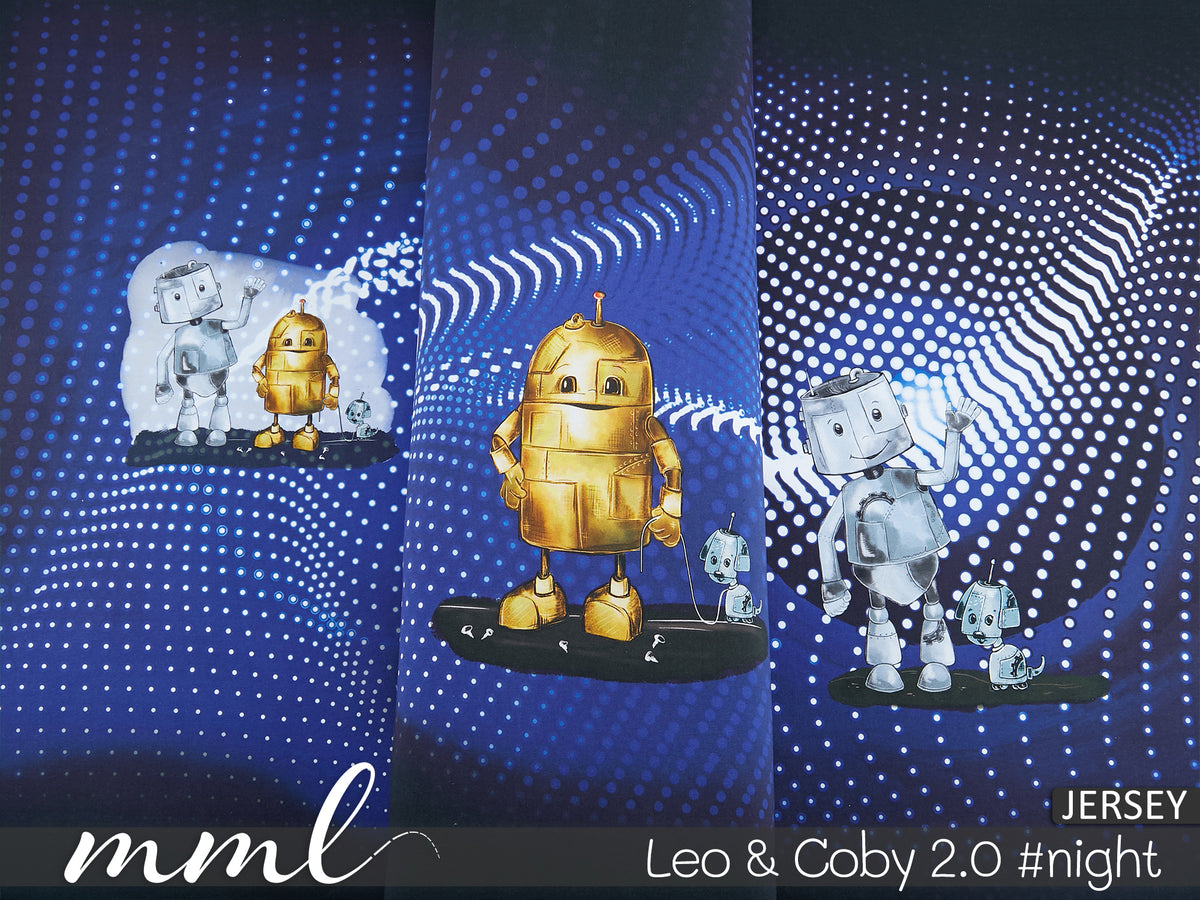 Jersey-Stoff "Leo & Coby 2.0 #night" (1Panel/ ca.0,70m)