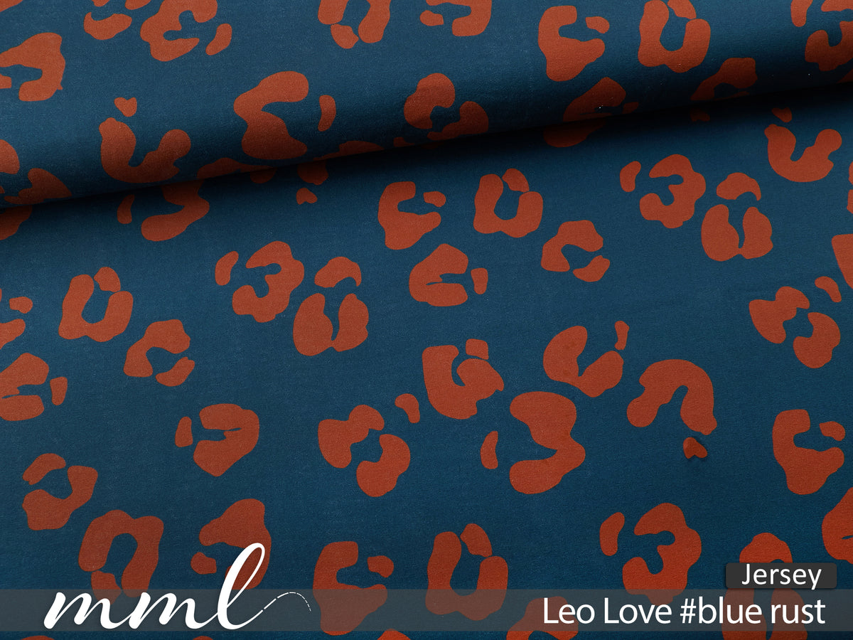 Jersey-Stoff "Leo Love #blue rust" (0,25m)